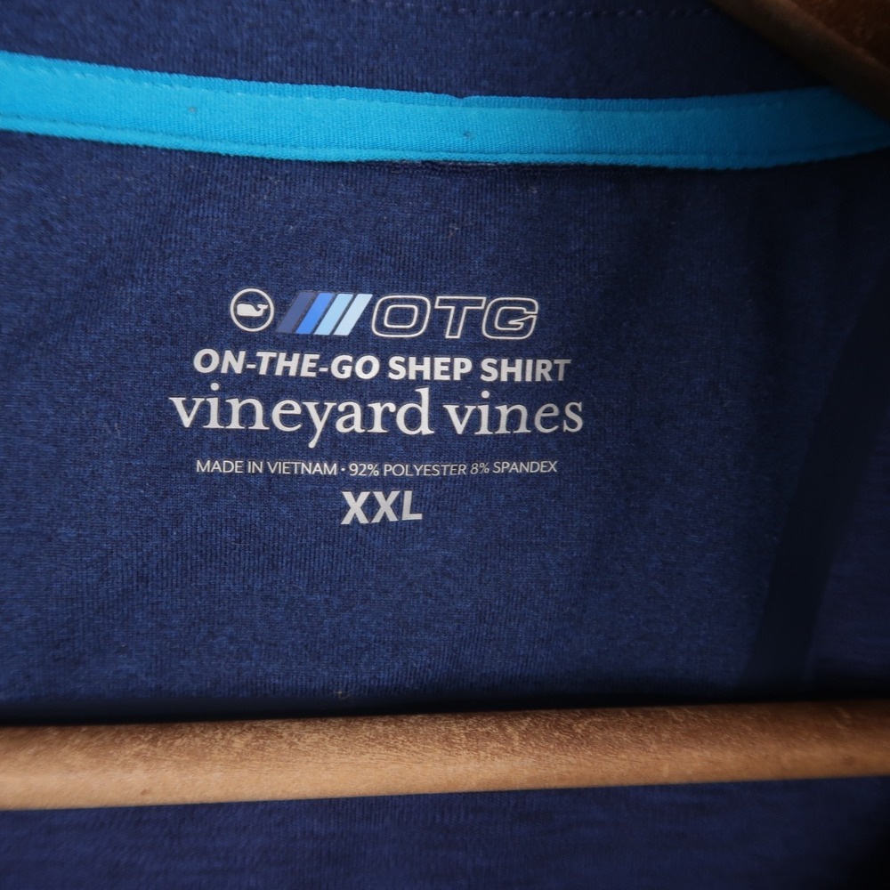 Vineyard Vines On-The-Go Shep Shirt Pullover Mens XXL Blue Heather 1/4 Zip OTG - Picture 6 of 8